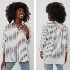 Tuckernuck Pomander Place Rainbow Stripe Adair Boyfriend Shirt